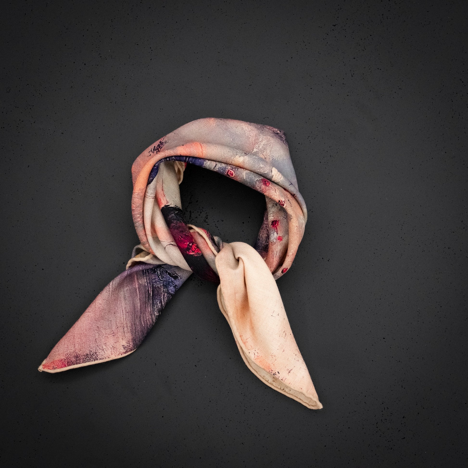 KAIYI 70x70CM Silk-Wool Scarf in Oil Print for Women Fashion and Gift (SW65-16)
