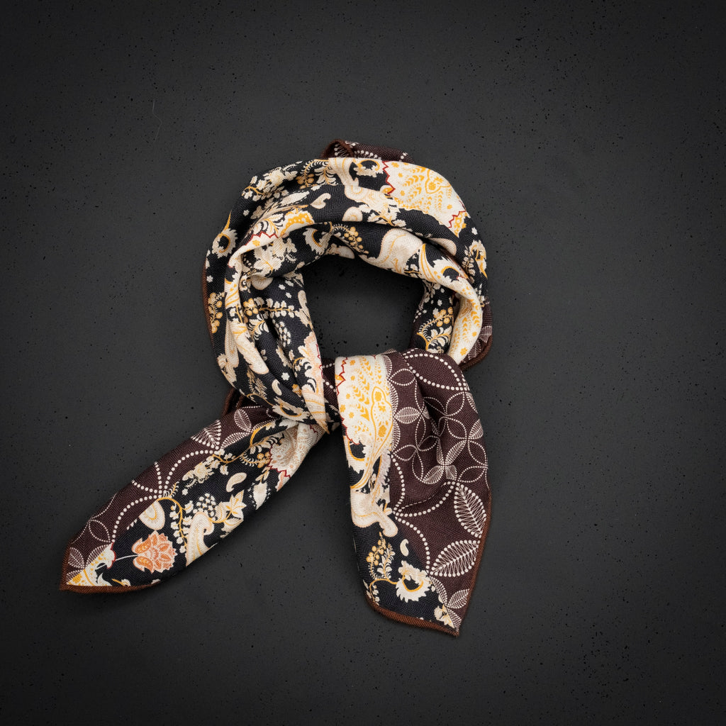 KAIYI 70x70CM Silk-Wool Scarf in Abstract Print for Women Fashion and Gift (SW65-20)