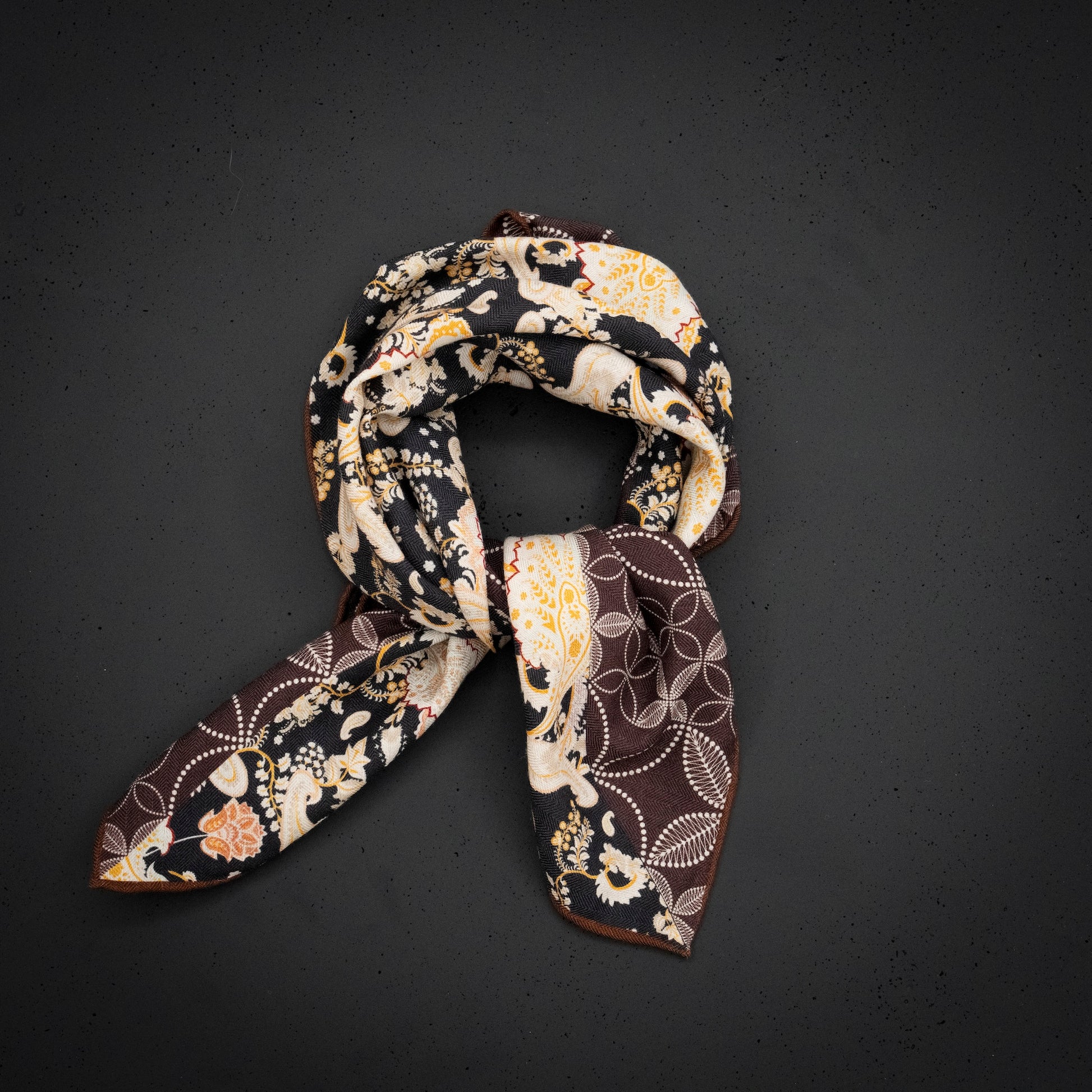KAIYI 70x70CM Silk-Wool Scarf in Abstract Print for Women Fashion and Gift (SW65-20)