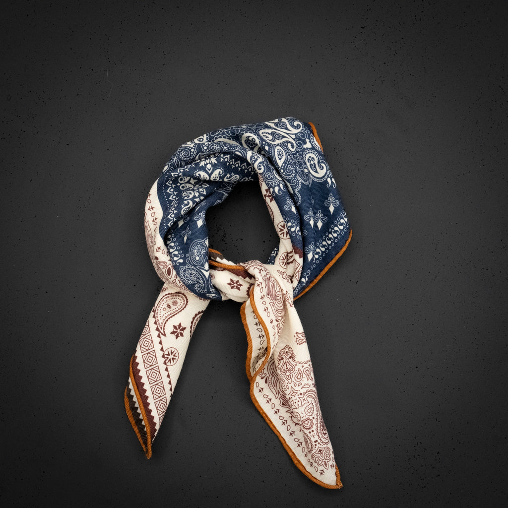 KAIYI 70x70CM Silk-Wool Scarf in Abstract Print for Women Fashion and Gift (SW65-21)