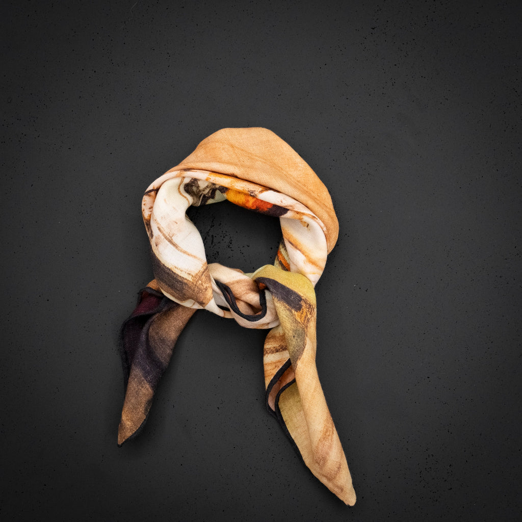 KAIYI 70x70CM Silk-Wool Scarf in Oil Print for Women Fashion and Gift (SW65-22)