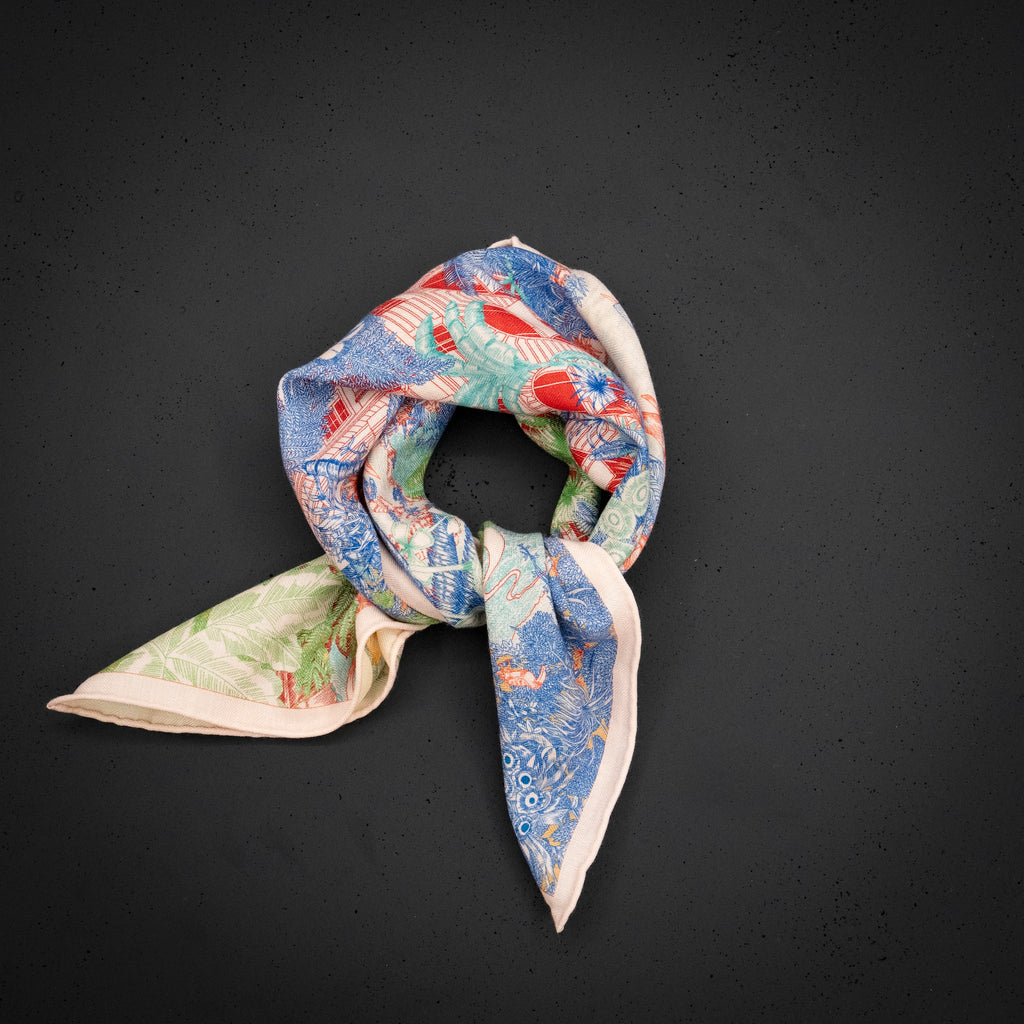KAIYI 70x70CM Silk-Wool Scarf in Luxurious Print for Women Fashion and Gift (SW65-23)