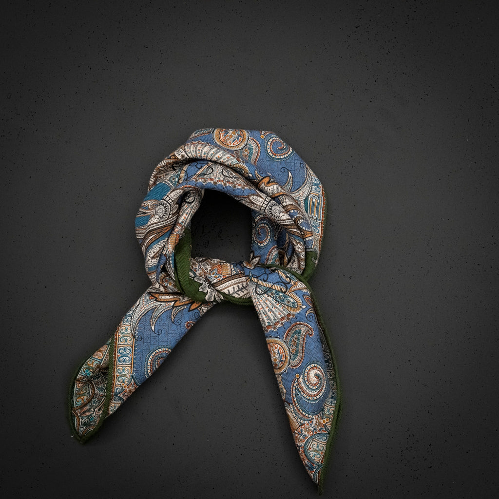 KAIYI 70x70CM Silk-Wool Scarf in Abstract Print for Women Fashion and Gift (SW65-24)