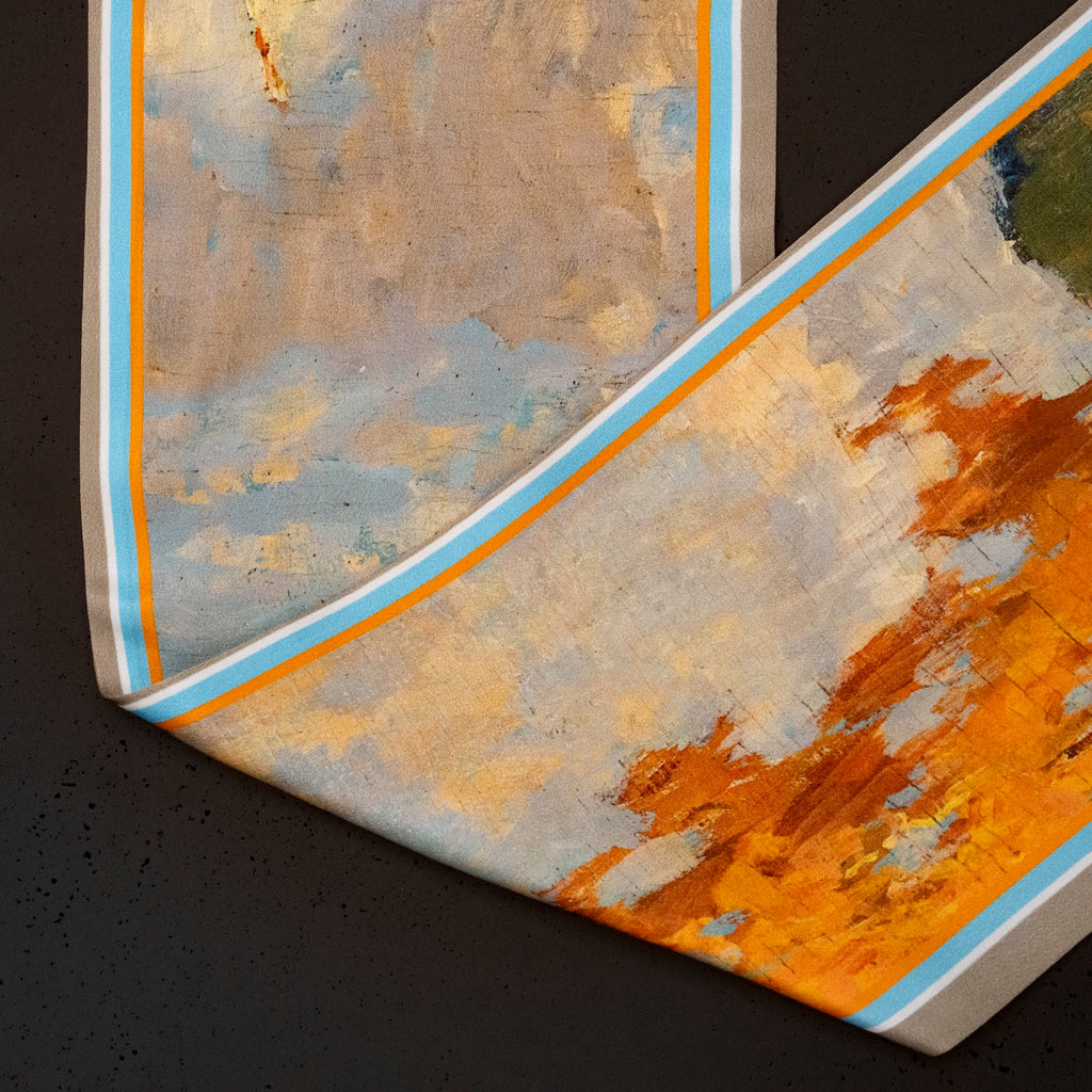 KAIYI 17x150CM 100% Pure Silk Scarf in Oil Print for Women Fashion and Gift (SU07)