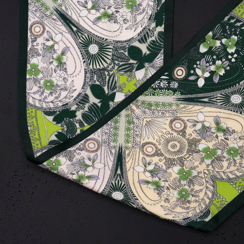 KAIYI 17x150CM 100% Pure Silk Scarf in Floral Print for Women Fashion and Gift (SU05)