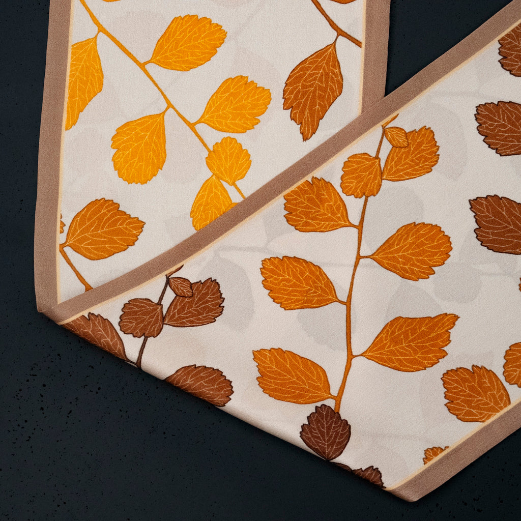 KAIYI 17x150CM 100% Pure Silk Scarf in Autumn Print for Women Fashion and Gift (SU01)