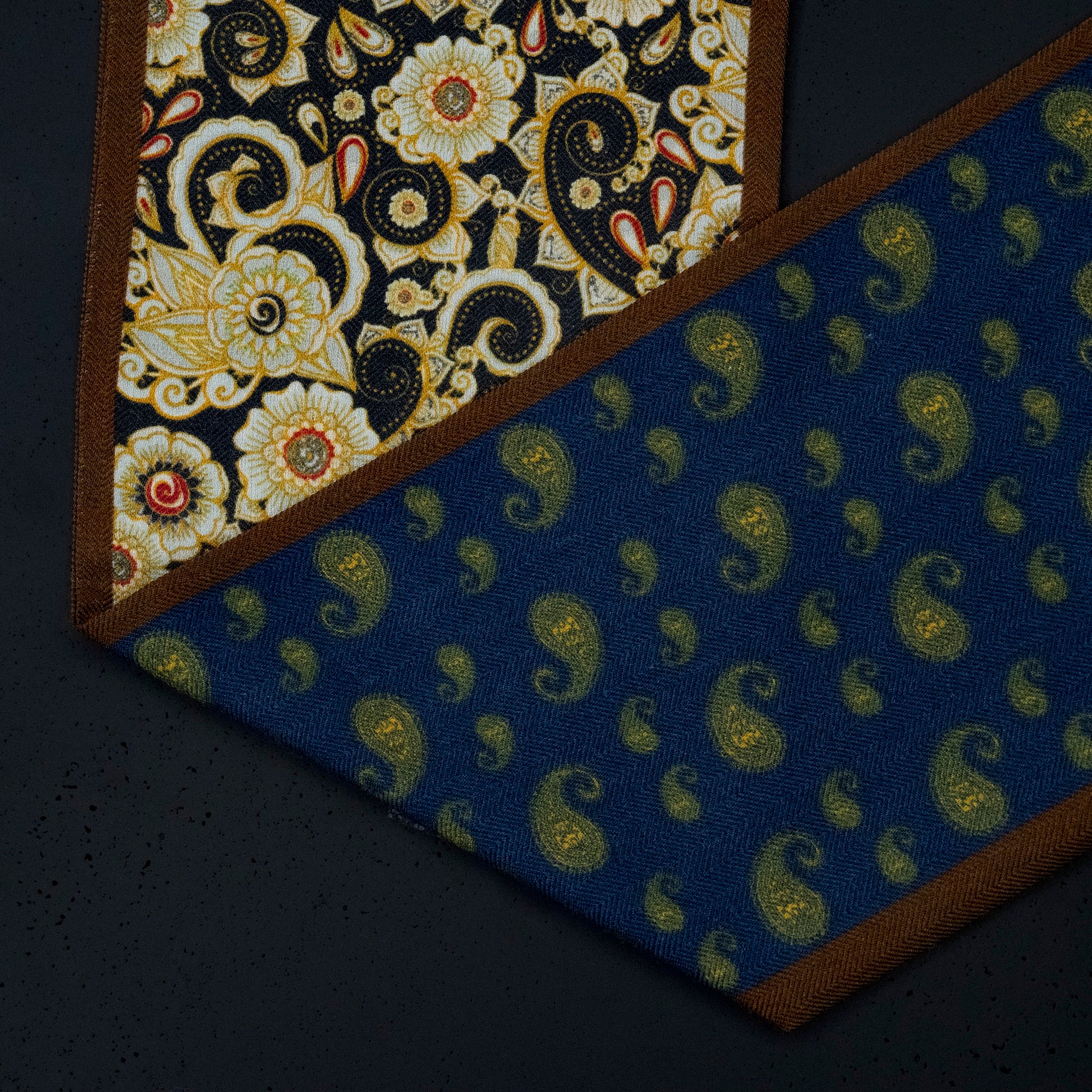 KAIYI 15x150CM Silk-Wool Scarf in Double-Sided Luxurious Print for Women Fashion and Gift (SW15-05)