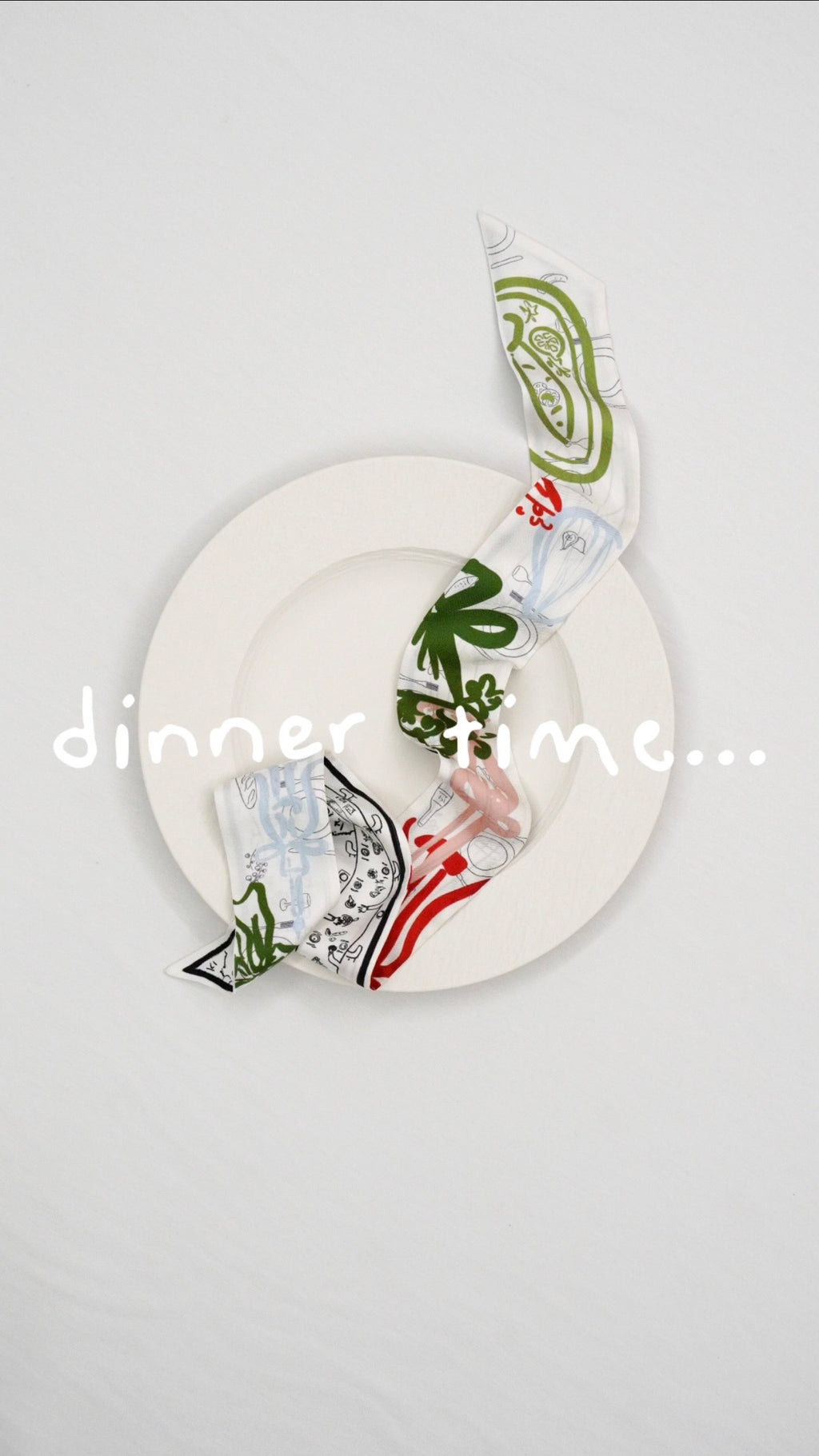 "Dinner Time" Silk Twilly